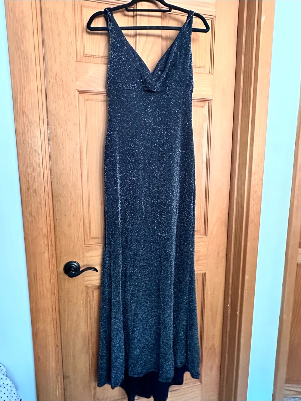 Vintage ABS by Allen Schwartz Shimmer Cowl Neck Evening Maxi Gown
